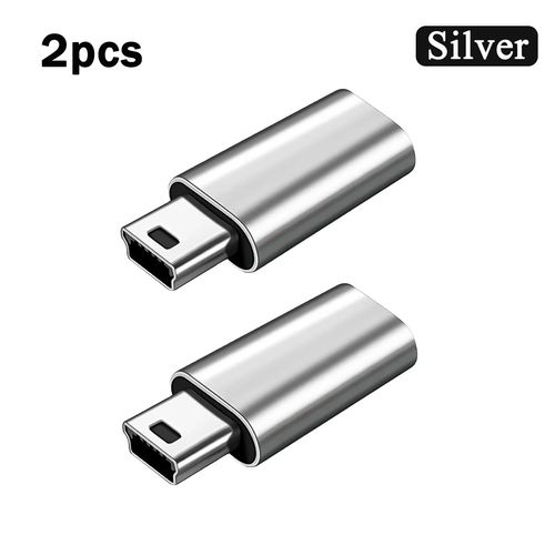 Adaptateur Mini USB vers Type C mâle vers femelle,connecteur de transfert de données,pour Gopro Hero Gamera,récepteur GPS,convertisseurs - Type 2pcs Silver