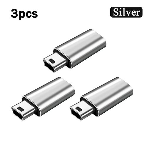 Adaptateur Mini USB vers Type C mâle vers femelle,connecteur de transfert de données,pour Gopro Hero Gamera,récepteur GPS,convertisseurs - Type 3pcs Silver