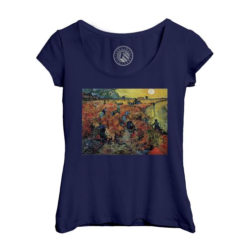 T-Shirt Femme Col Echancré Les Vignes Rouge Van Gogh Peinture Post Impressionnisme