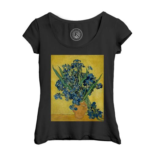 T-Shirt Femme Col Echancré Iris Vase Van Gogh Peinture Post Impressionnisme