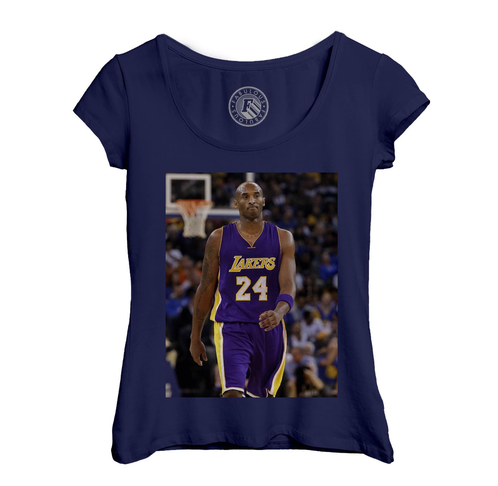 T-Shirt Femme Col Echancré Kobe Bryant 24 Superstar Basket Los Angeles