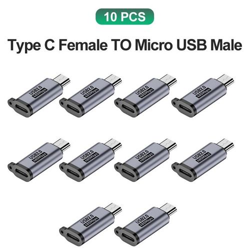 Adaptateur USB Type C vers Micro USB mâle vers USB C 600 Abrters,Xiaomi,Samsung,chargeur,câble de données - Type 10x C to MicroUSB #B