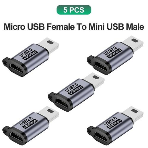 Adaptateur Micro Usb Femelle Vers Mini Usb Mâle,Câble De Données Chargeur Abrters - Type 5x Micro To Miniusb