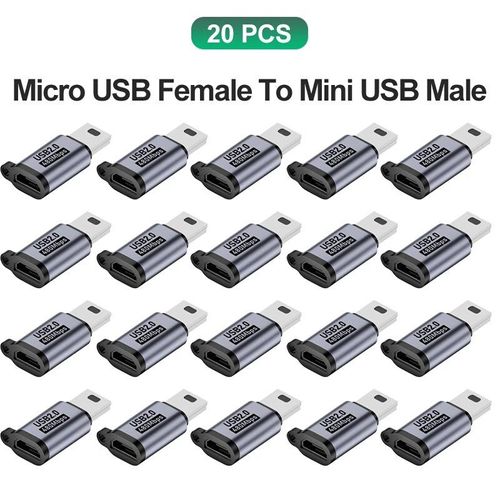Adaptateur Micro Usb Femelle Vers Mini Usb Mâle,Câble De Données Chargeur Abrters - Type 20x Micro To Miniusb