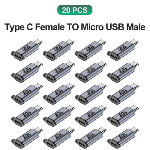 Adaptateur USB Type C vers Micro USB mâle vers USB C 600 Abrters,Xiaomi,Samsung,chargeur,câble de données - Type 20x C to MicroUSB #B