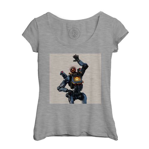 T-Shirt Femme Col Echancré Apex Legends Pathfinder Battle Royale Jeux Video Robot