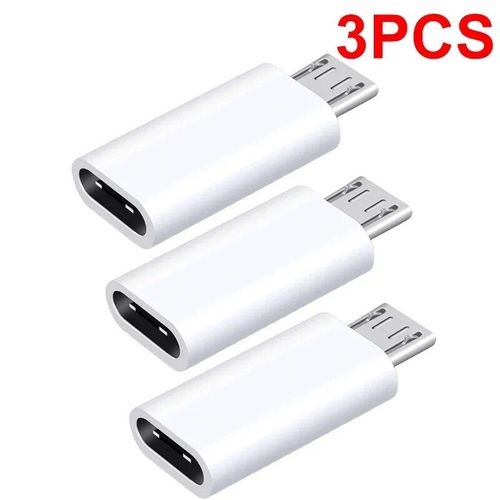 Adaptateur Usb De Type C Mâle Vers Micro Femelle,Connecteur De Chargeur,Convertisseur Pour Xiaomi Redmi Huawei,1-10 Pièces - Type 3pcs White