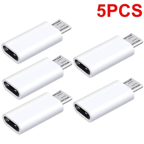 Adaptateur Usb De Type C Mâle Vers Micro Femelle,Connecteur De Chargeur,Convertisseur Pour Xiaomi Redmi Huawei,1-10 Pièces - Type 5pcs White