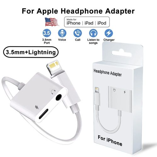 Adaptateur De Prise Casque Apple Lightning Vers 3.5mm,Chargeur 2 En 1 Et Séparateur Audio Aux Pour Iphone 14 13 12 11 Xs 8 7 - Type 2 In 1 3.5mm To L