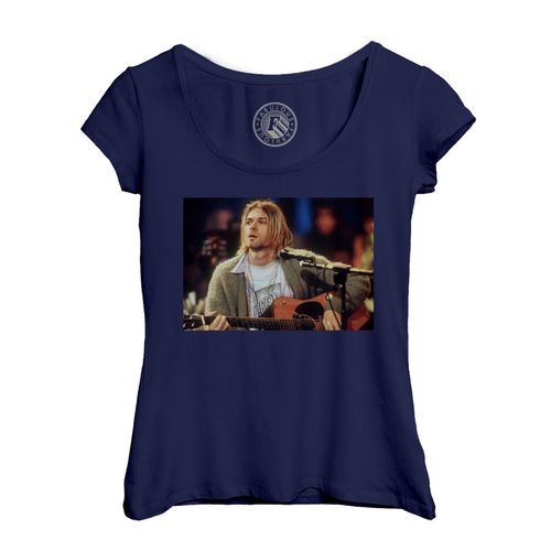 T-Shirt Femme Col Echancré Kurt Cobain Nirvana Rock Grunge Live Unplugged