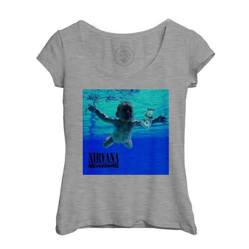 T-Shirt Femme Col Echancré Nirvana Kurt Cobain Rock Grunge Album Cover Nevermind