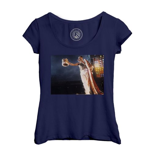 T-Shirt Femme Col Echancré Queen Freddie Mercury Wembley Rock 80's Live Roi Couronne