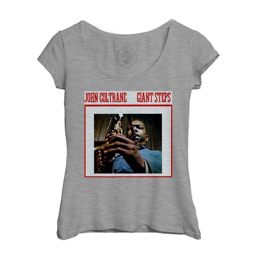 T-Shirt Femme Col Echancré John Coltrane Giant Steps Album Cover Jazz Saxophone