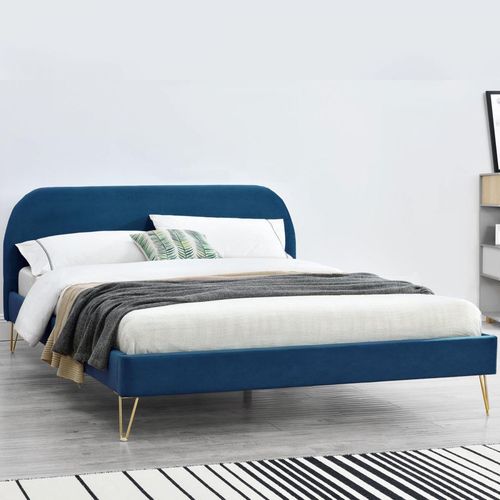 Phoenix Lit 160 Velours Bleu & Laiton