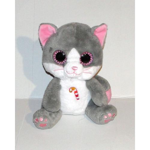 Peluche Chat Gris Blanc Rose Sucre D'orge Ty Beanie Boo's