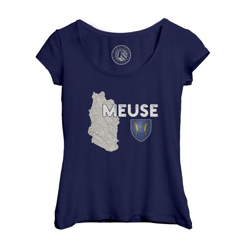 T-Shirt Femme Col Echancré Meuse 55 Departement Bar-Le-Duc Carte Ancienne Est France