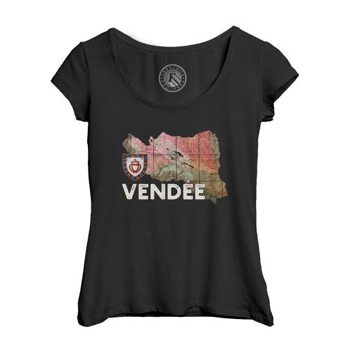 T-Shirt Femme Col Echancré Vendée 85 Departement La Roche Sur Yon Carte Ancienne