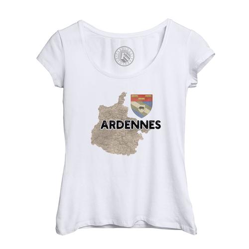 T-Shirt Femme Col Echancré Ardennes 08 Département Carte Ancienne Grand Est