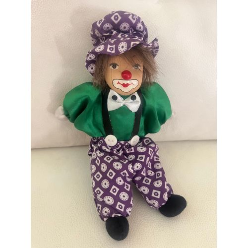 Doudou Poupée Clown Et Son Tabouret 23 Cm