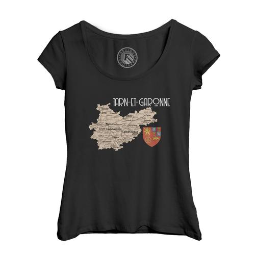 T-Shirt Femme Col Echancré Tarn Et Garonne 82 Département Montauban Carte Ancienne Occitanie