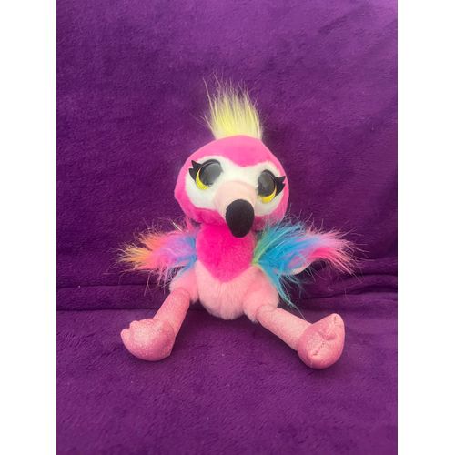 Peluche Doudou Flamant Rose Perroquet Gros Yeux Coco Cones 22 Cm