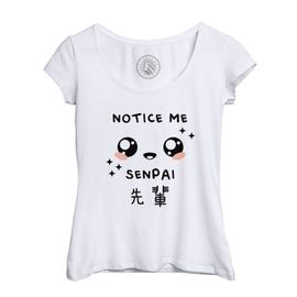 T-Shirt Femme Col Echancré Notice Me Senpai Japon Asie Culture Manga Anime