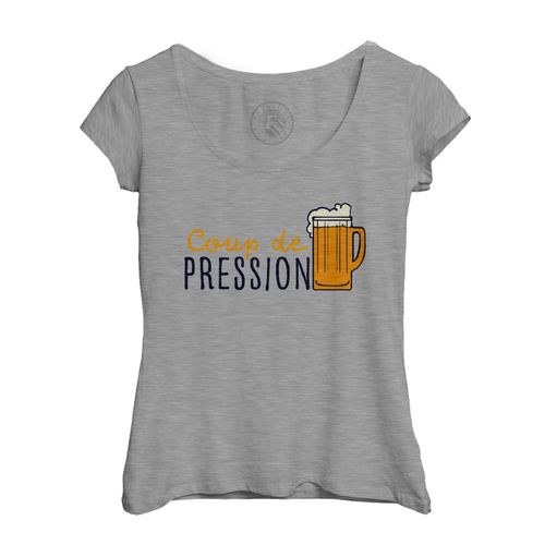 T-Shirt Femme Col Echancré Coup De Pression Apéro Bar Bière Pinte