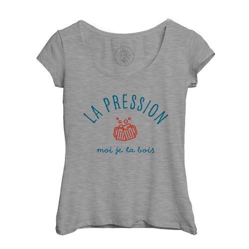 T-Shirt Femme Col Echancré La Pression Je La Bois Apéro Bar Bière Pinte