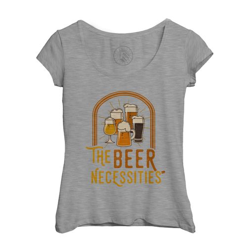 T-Shirt Femme Col Echancré The Beer Necessities Bar Et Bière Brasserie