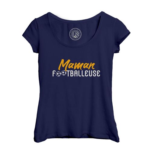 T-Shirt Femme Col Echancré Maman Footballeuse Sport Foot Ballon Mère