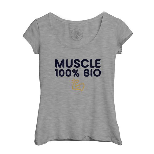 T-Shirt Femme Col Echancré Muscle 100% Bio Sport Musculation Fitness Workout