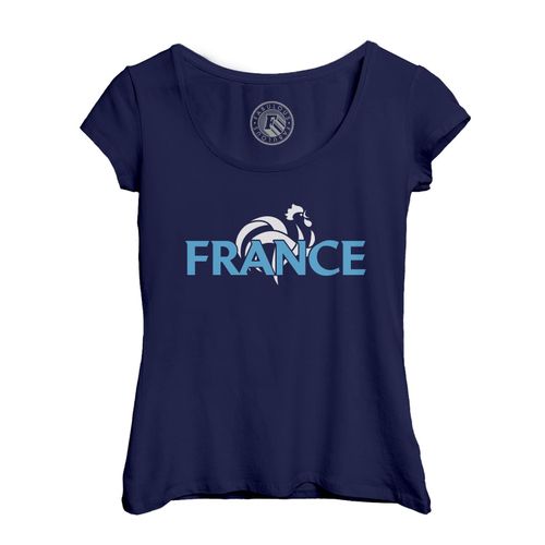 T-Shirt Femme Col Echancré France Equipe Nationale Sport Foot Ballon