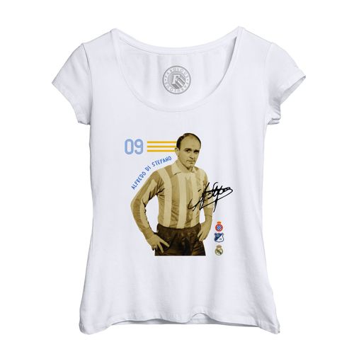 T-Shirt Femme Col Echancré Alfredo Di Stefano Vintage Footballeur Foot Star