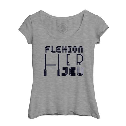 T-Shirt Femme Col Echancré Flexion Lier Jeu Rugby Sport Ballon Xv