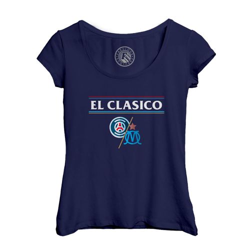 T-Shirt Femme Col Echancré El Clasico Paris Marseille Sport Foot Ballon