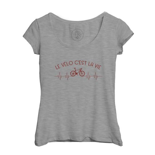 T-Shirt Femme Col Echancré Le Vélo C'est La Vie France Cyclisme Tour Vtt Course