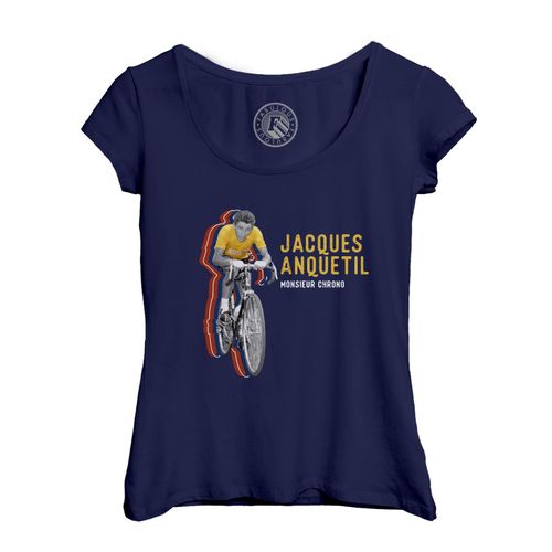 T-Shirt Femme Col Echancré Jacques Anquetil Vintage Vélo France Cyclisme Tour
