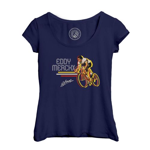 T-Shirt Femme Col Echancré Eddy Merckx Vintage Vélo France Cyclisme Tour