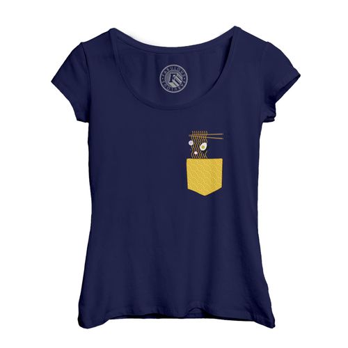 T-Shirt Femme Col Echancré Poche Surprise Ramen Japon Soupe Dessin