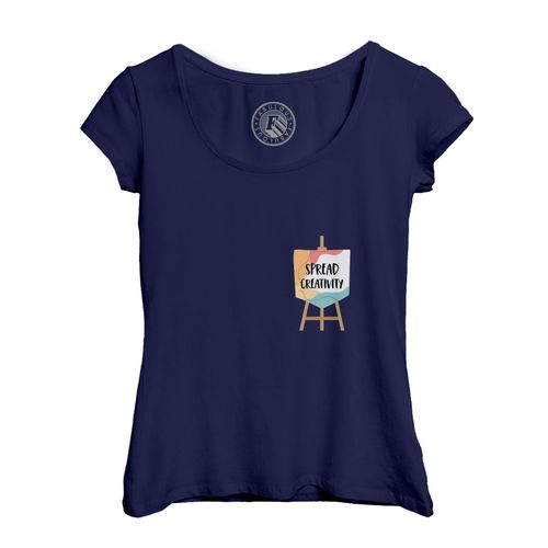 T-Shirt Femme Col Echancré Spread Creativity Poche Tableau Peinture Dessin