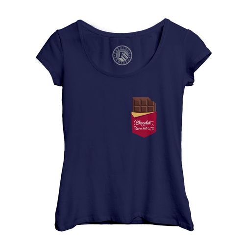 T-Shirt Femme Col Echancré Poche Surprise Chocolat Au Lait Illustration Groumandise