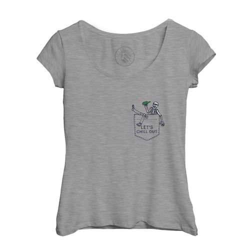 T-Shirt Femme Col Echancré Let's Chill Out Poche Surprise Illustration Dessin
