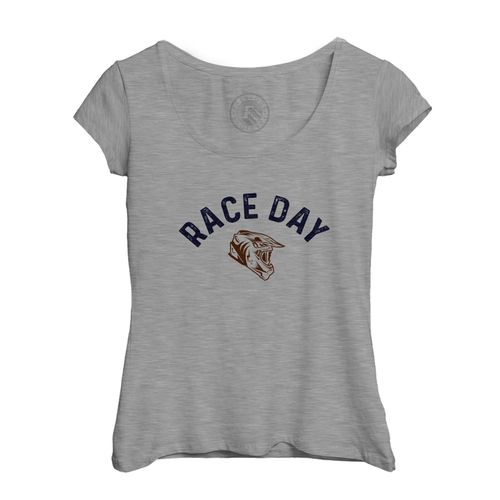 T-Shirt Femme Col Echancré Race Day Motocross Moto Cafe Racer Dirt Bike