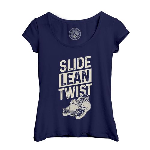 T-Shirt Femme Col Echancré Slide Lean Twist Moto Grosses Cylindrées Cafe Racer