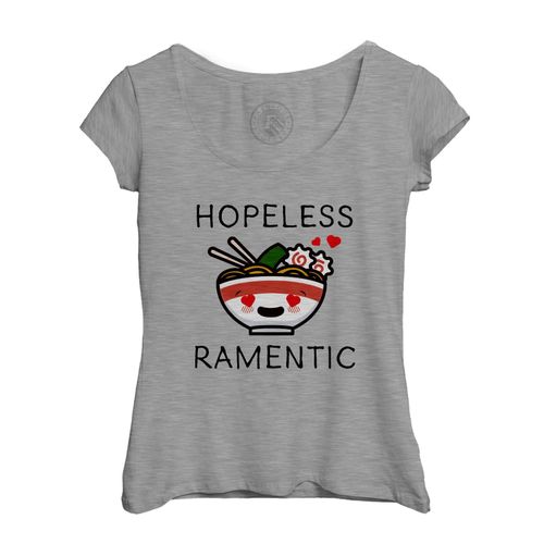 T-Shirt Femme Col Echancré Hopeless Ramentic Jeux De Mots Nourriture Japon