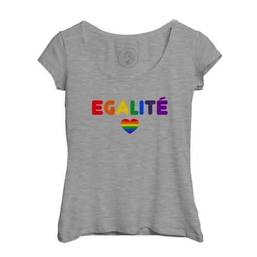 T-Shirt Femme Col Echancré Égalité Coeur Lgbtq+ Gay Lesbien Arc-En-Ciel
