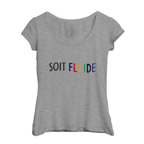 T-Shirt Femme Col Echancré Soit Fluide Lgbtq+ Gay Lesbien Genre Pride
