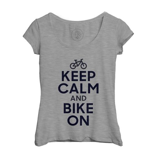 T-Shirt Femme Col Echancré Keep Calm And Bike On Parodie Angleterre Sport Vélo