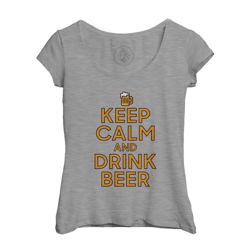 T-Shirt Femme Col Echancré Keep Calm And Drink Beer Parodie Angleterre Apéro