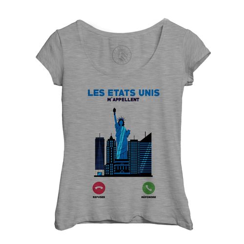 T-Shirt Femme Col Echancré Les Etats-Unis M'appellent Architecture New York